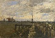 Julius Ludwig Friedrich Runge Nordseelandschaft mit Booten an einem dunstigen Morgen France oil painting artist